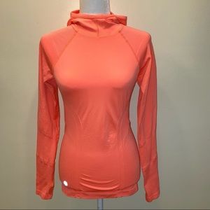 Athleta Tracker Hoodie Pullover Workout Jacket Moisture Wick Coral Orange Small